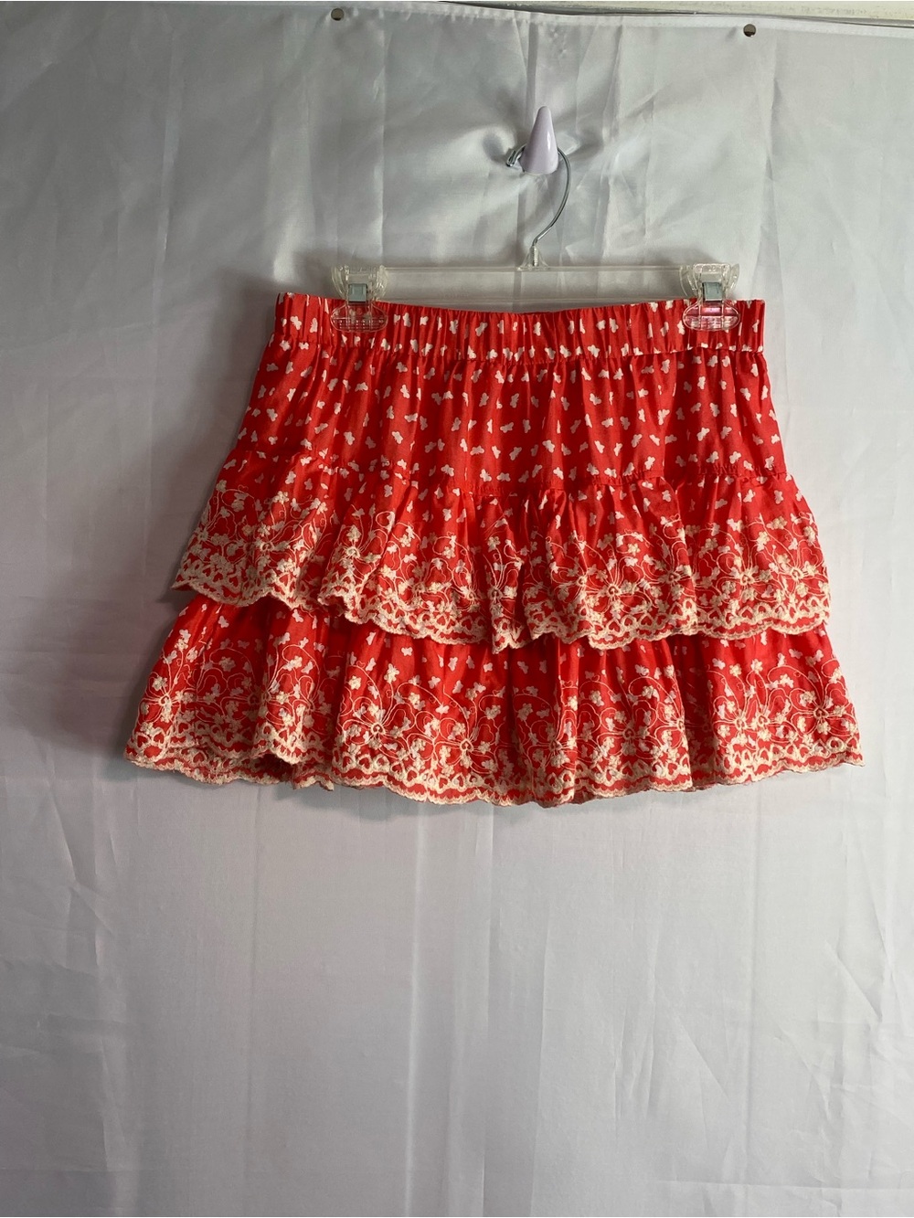 Rachael & Chloe Red and Cream Tiered Mini Skirt - Picture 2 of 5